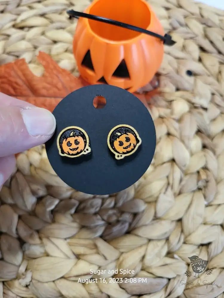 Spooky Pumpkin Halloween Stud Earrings - Premium  from Sugar and Spice Invitations - Just $6! Shop now at Sugar and Spice Paper