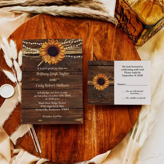 Sunflower Country Barn Wedding Invitation Suite - Premium  from Sugar and Spice Invitations - Just $2.15! Shop now at Sugar and Spice Paper