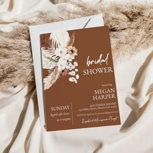 Terracotta Boho Bridal Shower Invitation - Premium  from Sugar and Spice Invitations - Just $1.95! Shop now at Sugar and Spice Paper