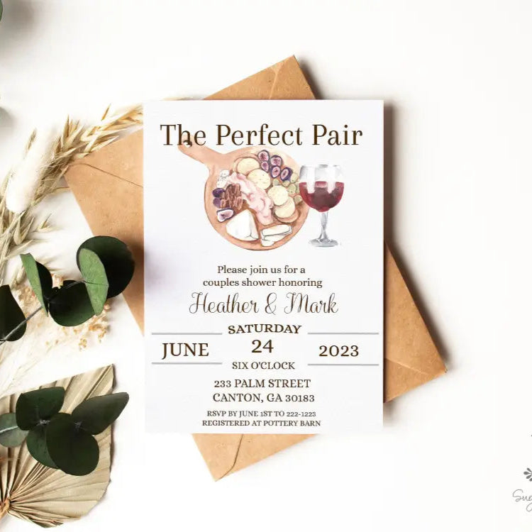 The Perfect Pair Wine Couples Bridal Shower Invitation - Premium  from Sugar and Spice Invitations - Just $1.95! Shop now at Sugar and Spice Paper