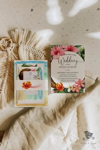 Tropical Destination Wedding Invitation - Premium  from Sugar and Spice Invitations - Just $2.10! Shop now at Sugar and Spice Paper