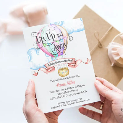 Up, Up and Away Hot Air Balloon Baby Shower Invitation - Premium  from Sugar and Spice Invitations - Just $1.95! Shop now at Sugar and Spice Paper