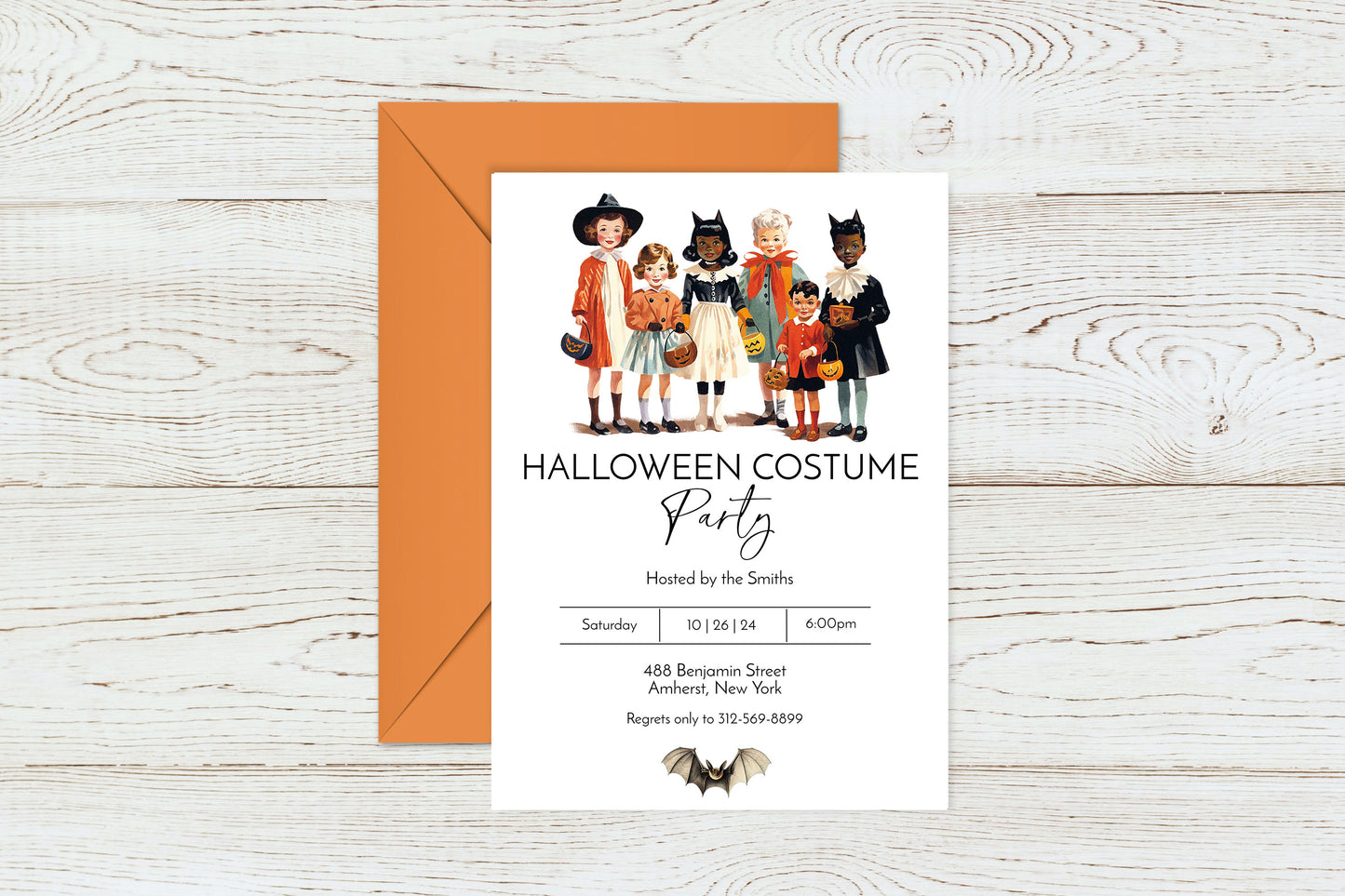 Vintage Kids Costume Halloween Invitation
