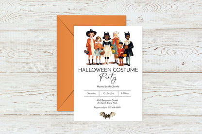 Vintage Kids Costume Halloween Invitation