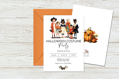Vintage Kids Costume Halloween Invitation