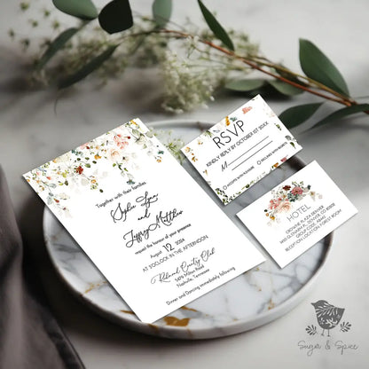 Watercolor Wildflower Wedding Invitation Suite - Premium  from Sugar and Spice Invitations - Just $2.15! Shop now at Sugar and Spice Paper