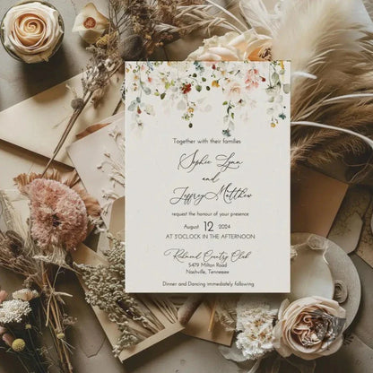 wildflower seed wedding invitations Watercolor Wildflower Wedding Invitation Suite – Sugar and Spice Paper