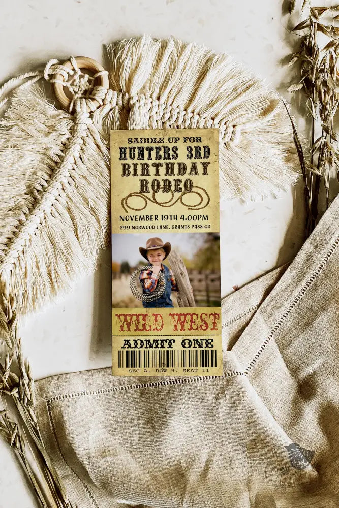 Western Rodeo Ticket Birthday Invitation - Premium Digital File from Sugar and Spice Invitations - Just $2.10! Shop now at Sugar and Spice Paper