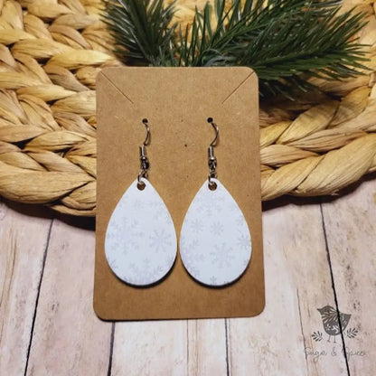 White Snowflake Holiday Dangle Earrings - Premium  from Sugar and Spice Invitations - Just $11.25! Shop now at Sugar and Spice Paper