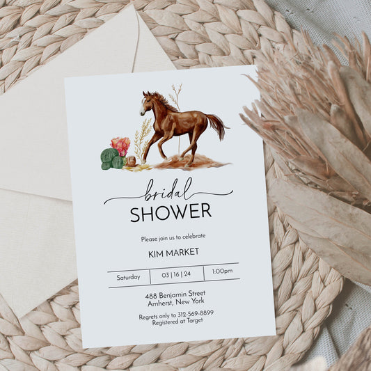 Wild Horse Southwest Bridal Shower Invitation Template Editable Invitation Corjl Digital Download