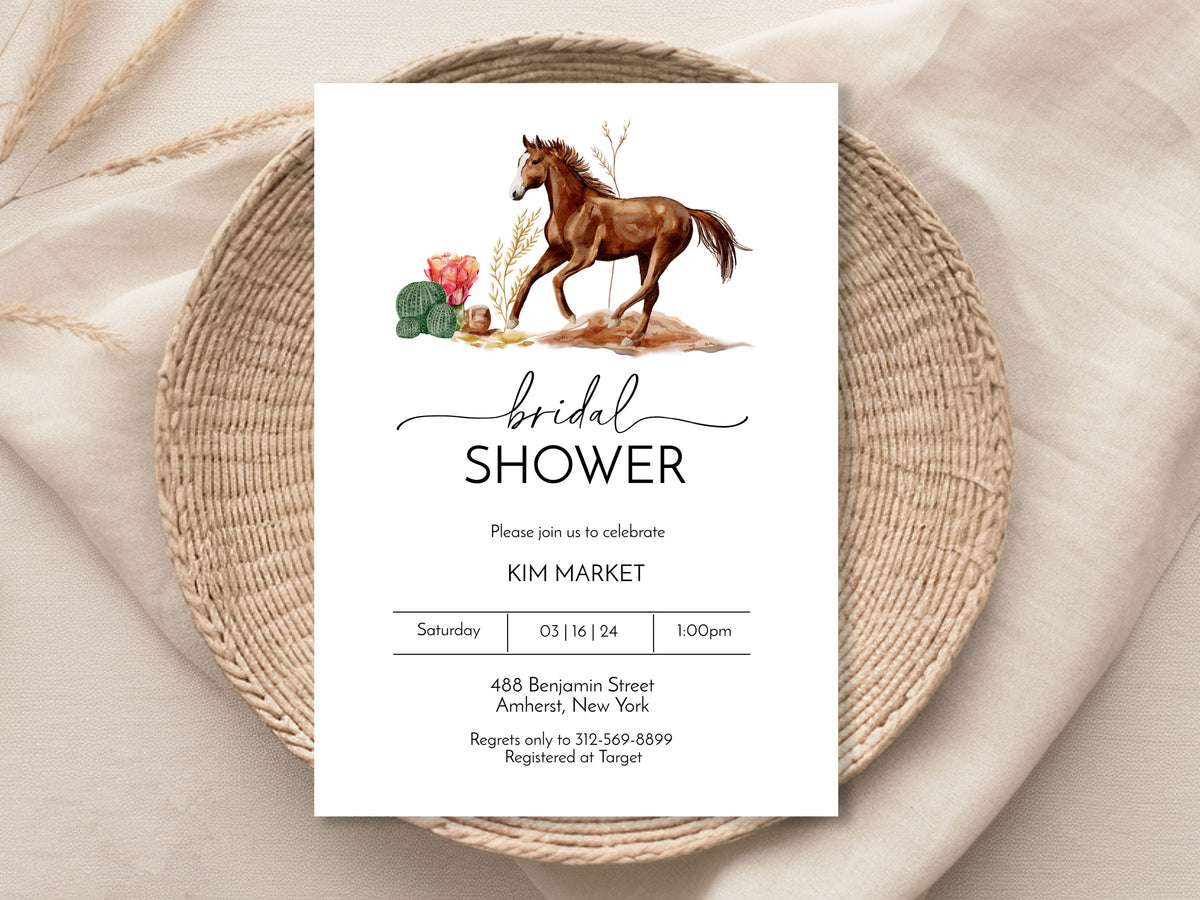 Wild Horse Southwest Bridal Shower Invitation Template Editable Invitation Corjl Digital Download