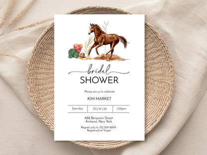 Wild Horse Southwest Bridal Shower Invitation Template Editable Invitation Corjl Digital Download
