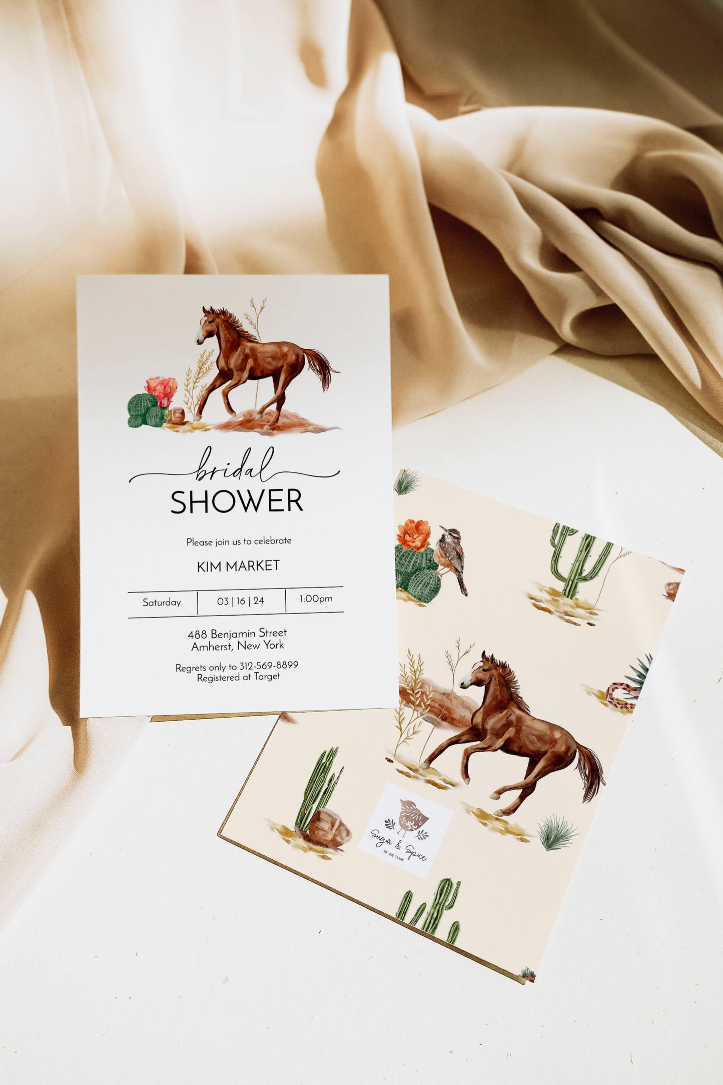 Wild Horse Southwest Bridal Shower Invitation Template Editable Invitation Corjl Digital Download