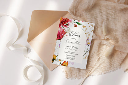 Wildflower Arch Bridal Shower Invitation Template Editable Invitation Corjl Digital Download