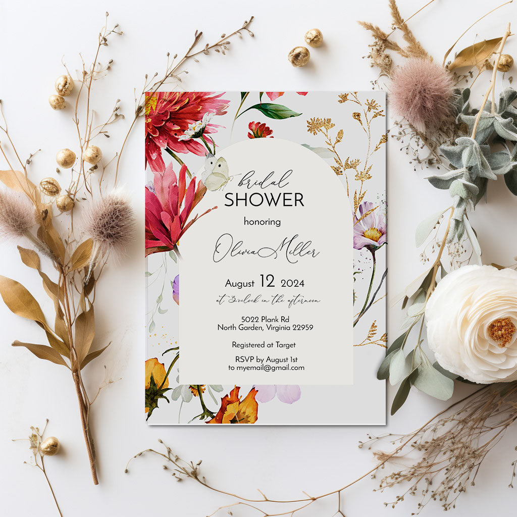 Wildflower Arch Bridal Shower Invitation Template Editable Invitation Corjl Digital Download