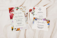 Wildflower Arch Garden Wedding Invitation Template Suite