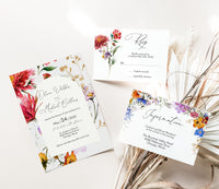 Wildflower Arch Garden Wedding Invitation Template Suite