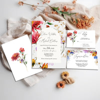 Wildflower Arch Garden Wedding Invitation Template Suite