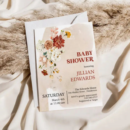 Wildflower Baby Shower Invitation - Premium Paper & Party Supplies > Paper > Invitations & Announcements > Invitations from Sugar and Spice Invitations - Just $1.95! Shop now at Sugar and Spice Paper
