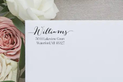 Williams Personalized Address Stamp - Premium Craft Supplies & Tools > Stamps & Seals > Stamps from Sugar and Spice Invitations - Just $38! Shop now at Sugar and Spice Paper