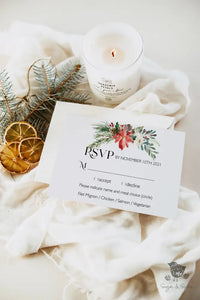 Winter Christmas Floral Wedding Invitation - Premium Invitation from Sugar and Spice Invitations - Just $4.98! Shop now at Sugar and Spice Paper