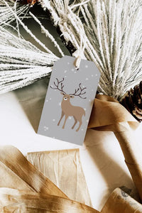 Winter Deer in Snow Christmas Tree Gift Tag - Premium Craft Supplies & Tools > Party & Gifting > Labels, Stickers & Tags > Tags from Sugar and Spice Invitations - Just $26! Shop now at Sugar and Spice Paper