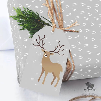 Winter Deer in Snow Christmas Tree Gift Tag - Premium Craft Supplies & Tools > Party & Gifting > Labels, Stickers & Tags > Tags from Sugar and Spice Invitations - Just $26! Shop now at Sugar and Spice Paper