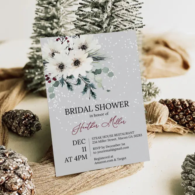Winter Elegant Snow Baby Shower Invitation - Premium  from Sugar and Spice Invitations - Just $1.95! Shop now at Sugar and Spice Paper