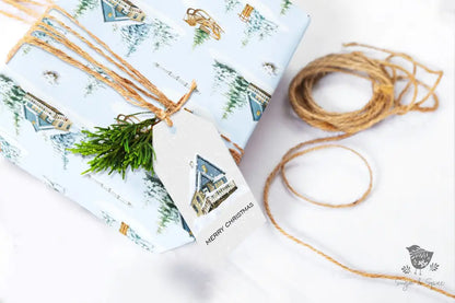 Winter Forest and Cottage Christmas Wrapping Paper - Premium Craft Supplies & Tools > Party & Gifting > Packaging & Wrapping from Sugar and Spice Invitations - Just $26.10! Shop now at Sugar and Spice Paper