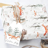 Woodland Fox White Wrapping Paper - Premium Craft Supplies & Tools > Party & Gifting > Packaging & Wrapping from Sugar and Spice Invitations - Just $29! Shop now at Sugar and Spice Paper