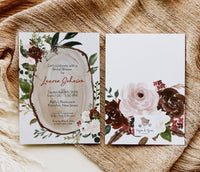 Boho Wood Slice Bridal Shower Invitation Digital Download